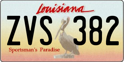 LA license plate ZVS382