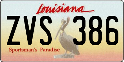 LA license plate ZVS386