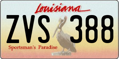 LA license plate ZVS388