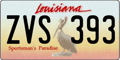 LA license plate ZVS393