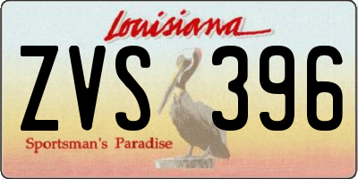 LA license plate ZVS396