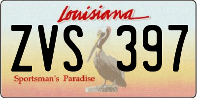 LA license plate ZVS397