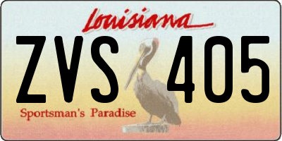 LA license plate ZVS405