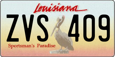 LA license plate ZVS409