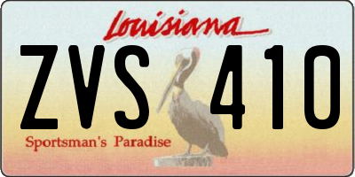 LA license plate ZVS410