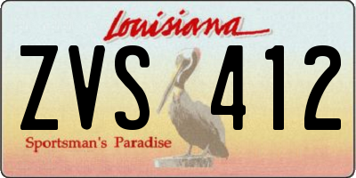 LA license plate ZVS412