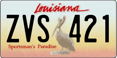 LA license plate ZVS421