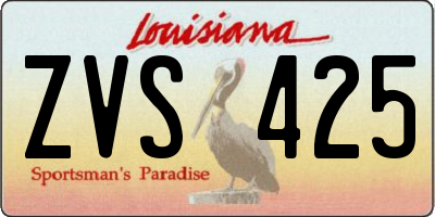 LA license plate ZVS425