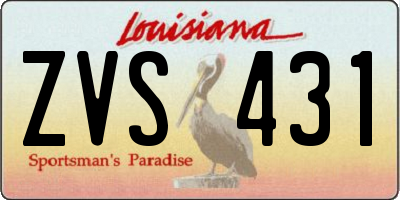 LA license plate ZVS431