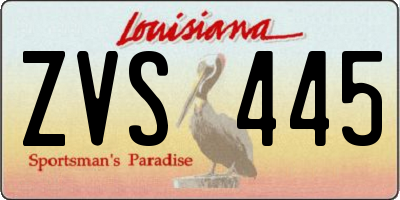 LA license plate ZVS445