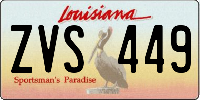 LA license plate ZVS449