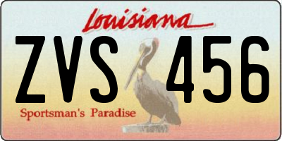 LA license plate ZVS456