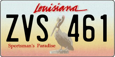 LA license plate ZVS461