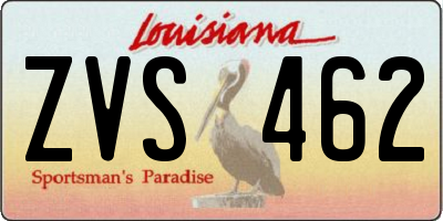 LA license plate ZVS462