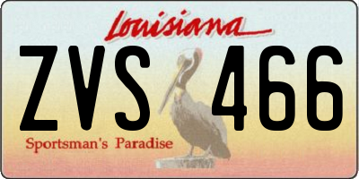 LA license plate ZVS466