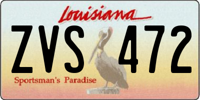 LA license plate ZVS472