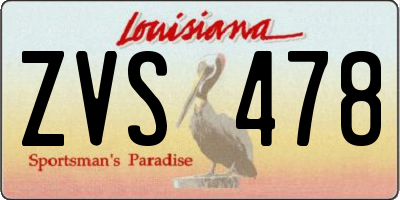 LA license plate ZVS478