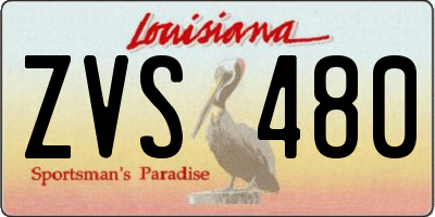 LA license plate ZVS480