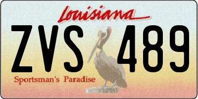 LA license plate ZVS489