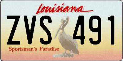 LA license plate ZVS491