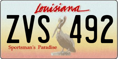 LA license plate ZVS492