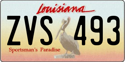 LA license plate ZVS493