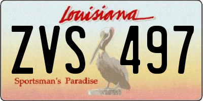 LA license plate ZVS497