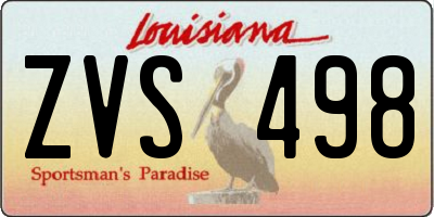 LA license plate ZVS498