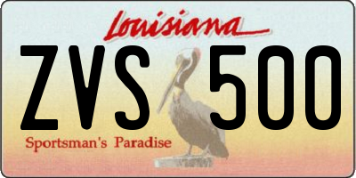 LA license plate ZVS500