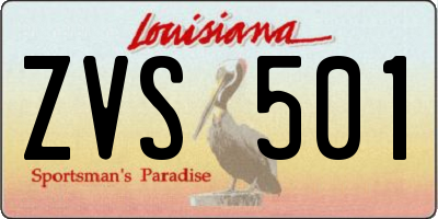 LA license plate ZVS501