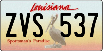 LA license plate ZVS537