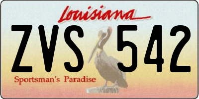 LA license plate ZVS542