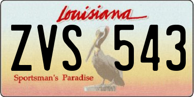 LA license plate ZVS543