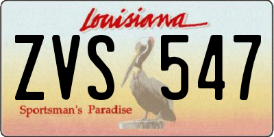 LA license plate ZVS547