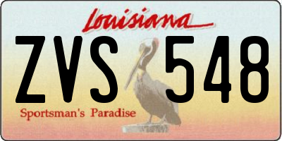 LA license plate ZVS548