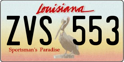 LA license plate ZVS553