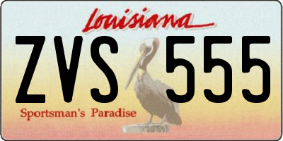 LA license plate ZVS555