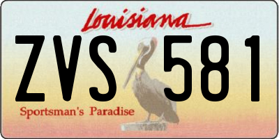 LA license plate ZVS581