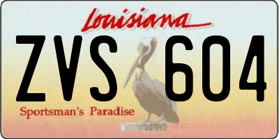 LA license plate ZVS604