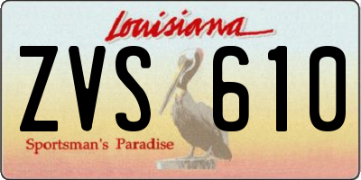 LA license plate ZVS610