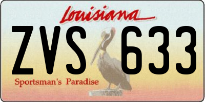 LA license plate ZVS633