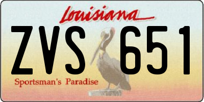 LA license plate ZVS651