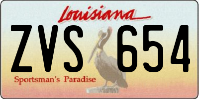 LA license plate ZVS654