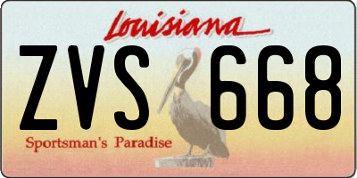 LA license plate ZVS668