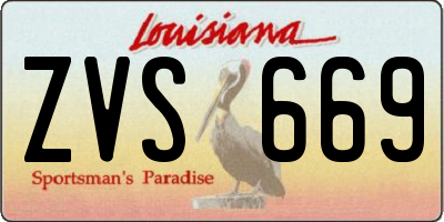 LA license plate ZVS669