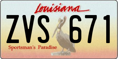 LA license plate ZVS671