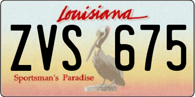 LA license plate ZVS675