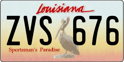 LA license plate ZVS676