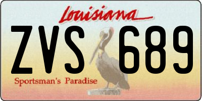 LA license plate ZVS689