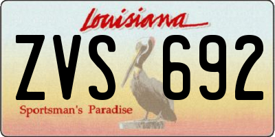 LA license plate ZVS692